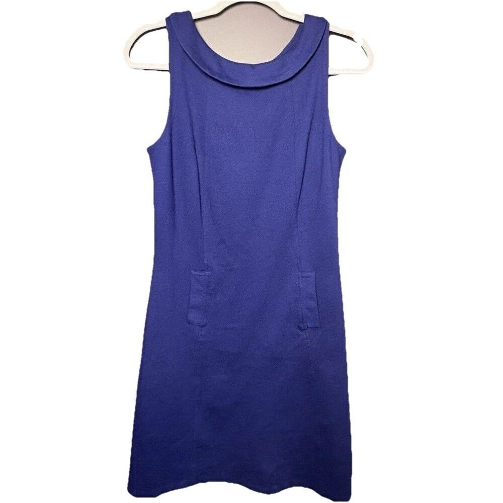 Boden Mini Dress Size 6 Blue Reverse Peter Pan Collar Mod Retro Preppy Work - Picture 8 of 8